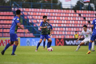 Bangkok-thailand-11SEP2021: KRAILAS PANAROJ # 67 Gümrük Oynatıcısı ladkrabang 2021 gümrük merdivenleri arasında Ladkrabang54 Stadyumu, Tayland 'daki Lumphun Warriors' a karşı harekat halinde birleşti.
