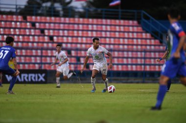 Bangkok-thailand-11SEP2021-JEFFREN # 80 Lumphun savaşçısı 2021 sırasındaki gümrük ladkrabangları arasında Ladkrabang54 Stadyumu, Tayland 'da lumphun savaşçısına karşı savaşıyor.