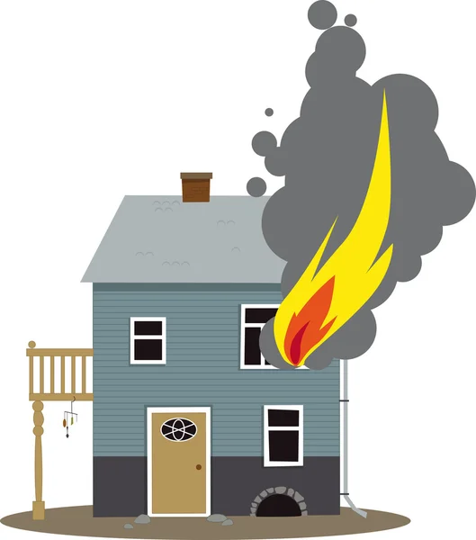 Fuego en la casa — Vector de stock