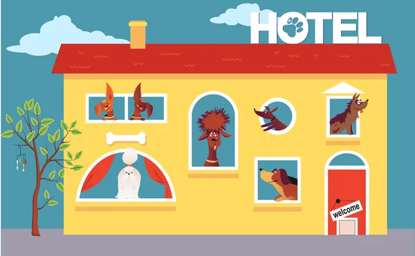 Hotel voor honden — Stockvector