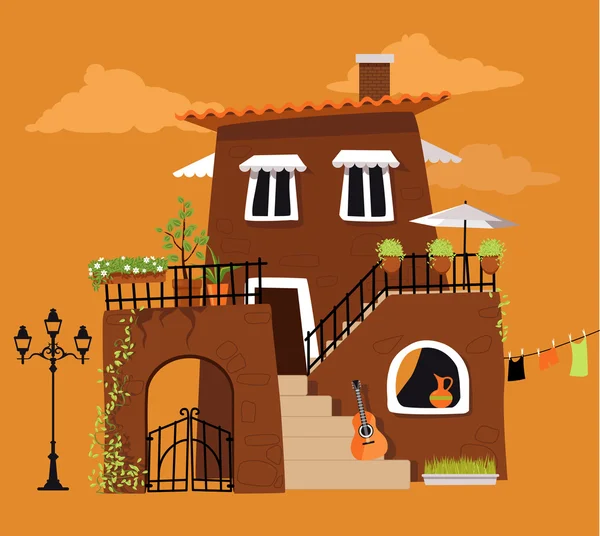 Romantikus villa illusztráció — Stock Vector