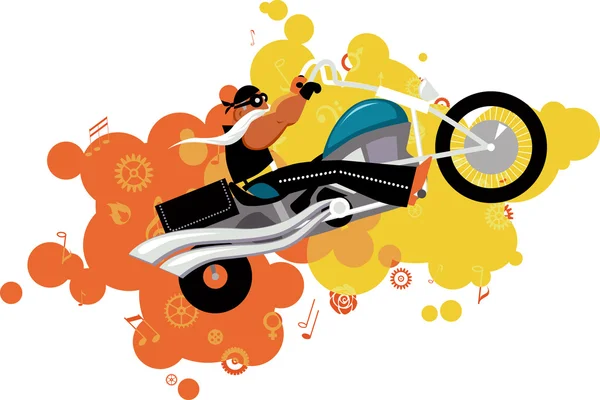 Cartoon motard sur une moto — Image vectorielle