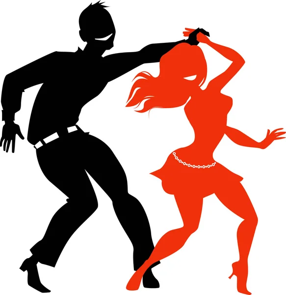 Salsa bailarines siluetas — Vector de stock