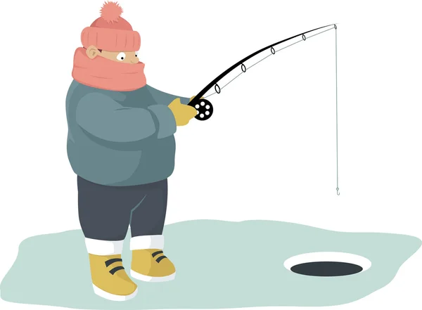 Ilustración de pesca en hielo — Vector de stock