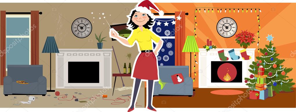 Christmas cleaning miracle Stock Illustration