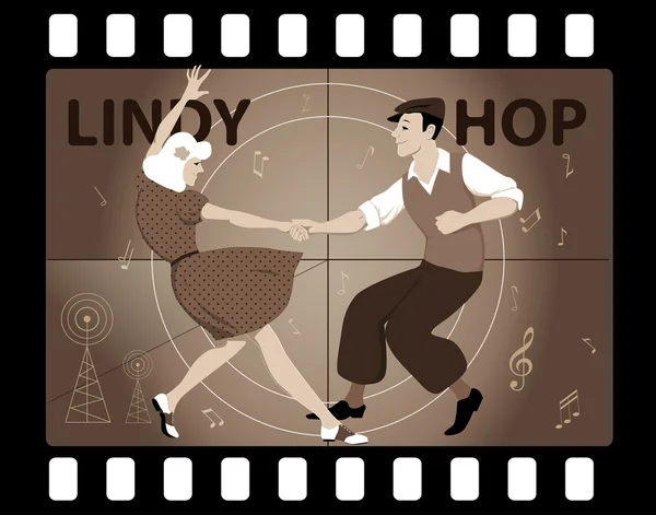 Lindy Hoppers Dançando — Vetor de Stock