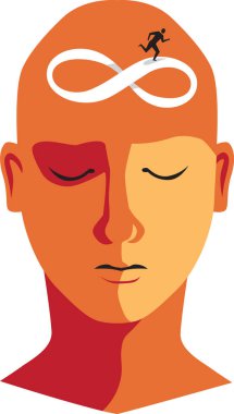 Human  head with a symbol of infinity or Mobius strip as a metaphor for intrusive thoughts and obsessive thinking, EPS 8 vector illustration clipart