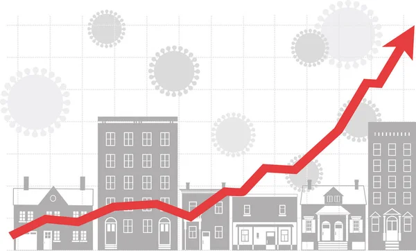 Gráfico Que Representa Aumento Del Mercado Inmobiliario Después Las Pandemias — Vector de stock