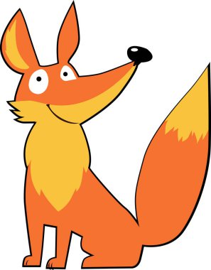 Siyah çizgili sevimli gülen tilki çizgi filmi, EPS 8 vektör illüstrasyonu