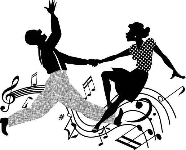 Ρετρό χορό σιλουέτα — Διανυσματικό Αρχείο