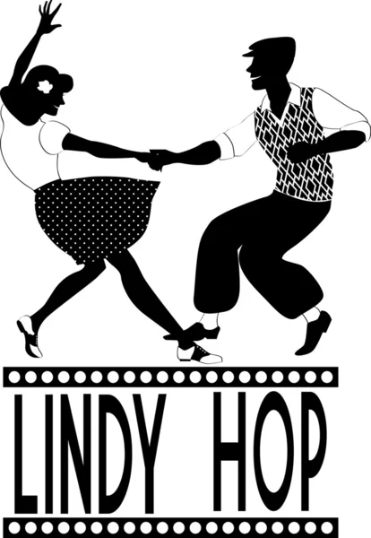 Lindy hop silhouette — Stock Vector