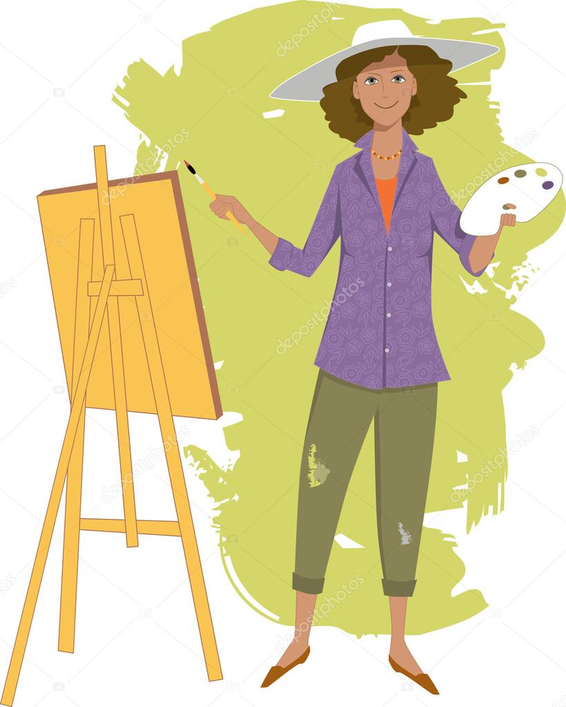Female artist painting