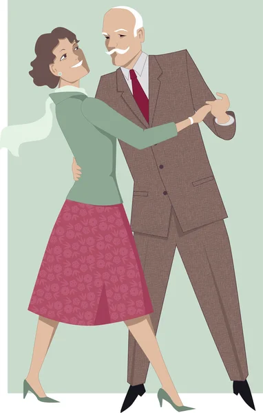 Senior couple dancing waltz — Stock Vector