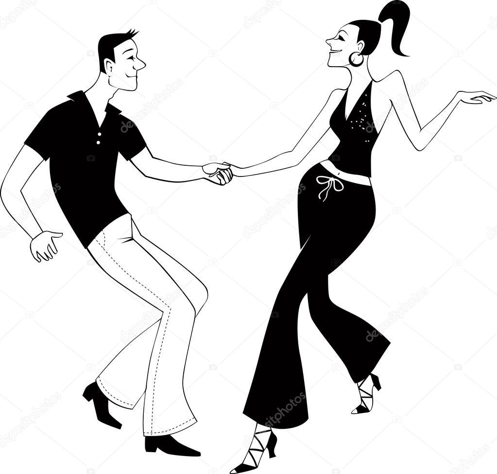 West Coast Swing dancers clip art