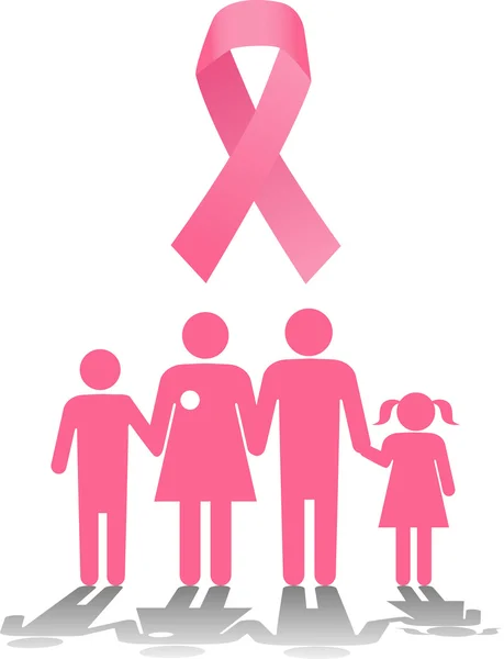 Suporte familiar de sobrevivência ao câncer de mama — Vetor de Stock