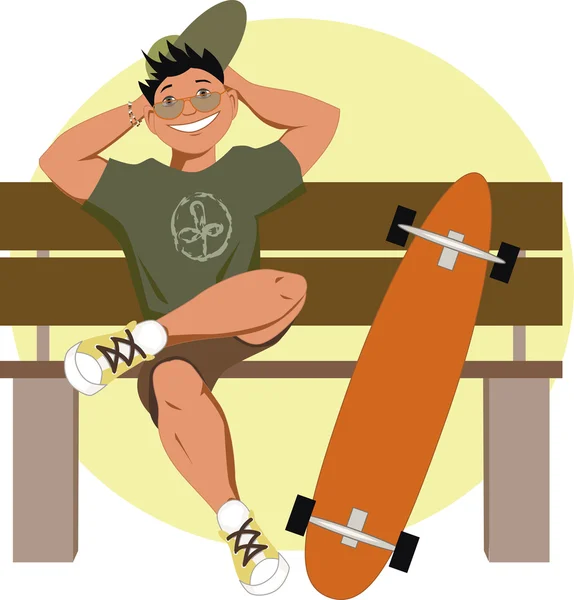 Patinador con longboard — Vector de stock