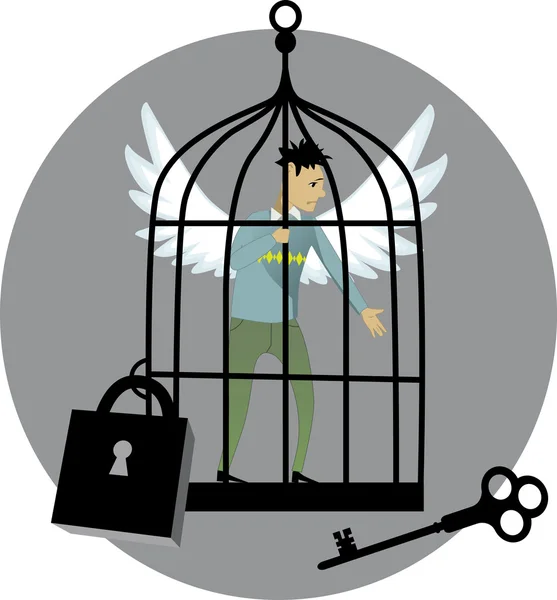 Enfermé dans une cage — Image vectorielle