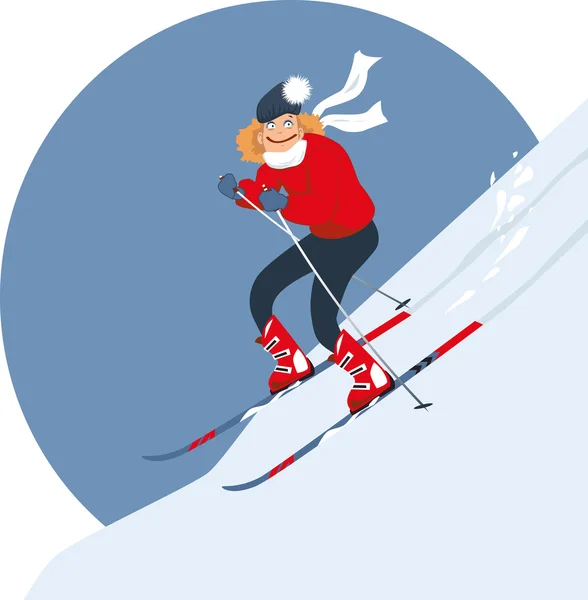 Woman alpine skiing — Stock Vector