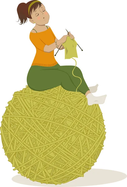 Femme tricot — Image vectorielle