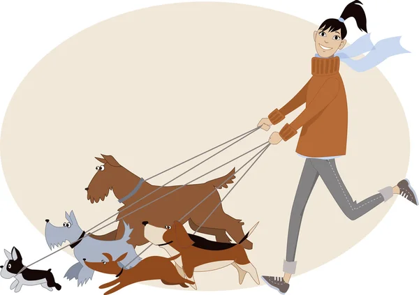 Paseador de perros — Vector de stock