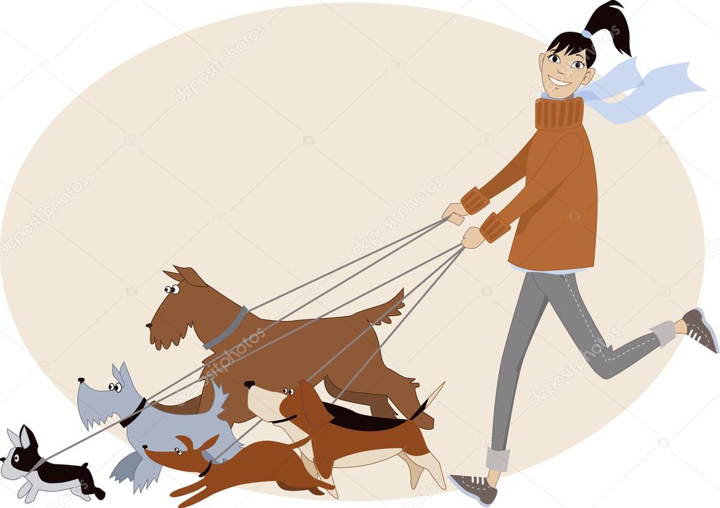 668 Dog walker cartoon Vector Images | Depositphotos