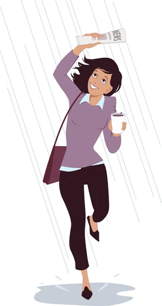 Atrapados bajo la lluvia — Vector de stock