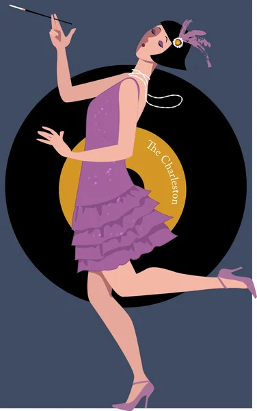 Flapper dancing the Charleston — Stock Vector