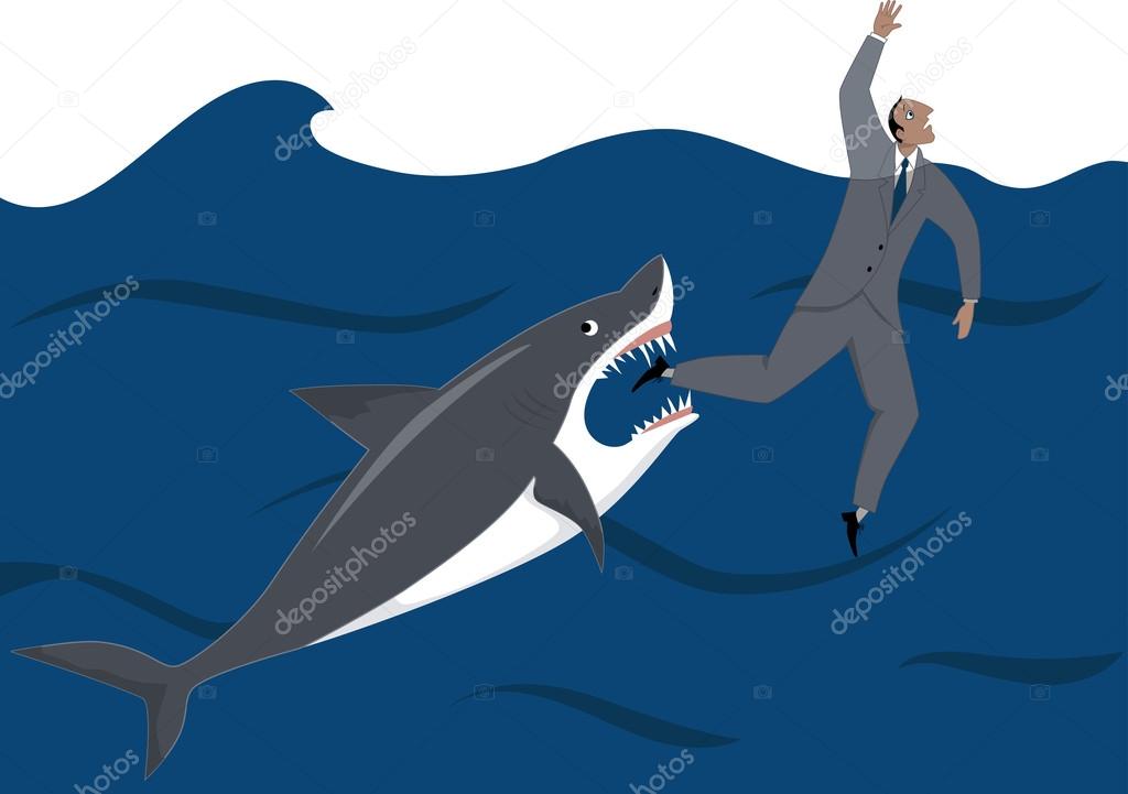 Businessman and shark
