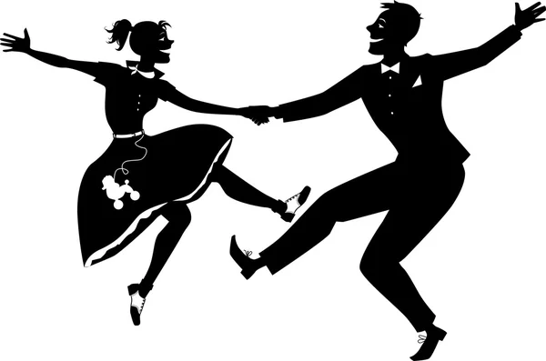 Silhouette de danse rock and roll — Image vectorielle