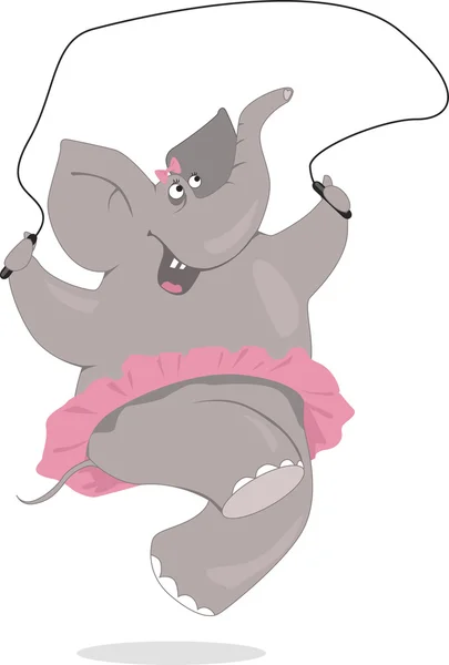 Elefante de dibujos animados saltar cuerda — Archivo Imágenes Vectoriales