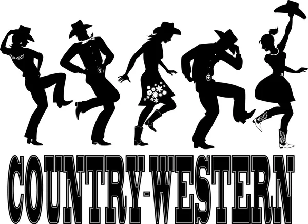 Bannière silhouette danse country-western — Image vectorielle