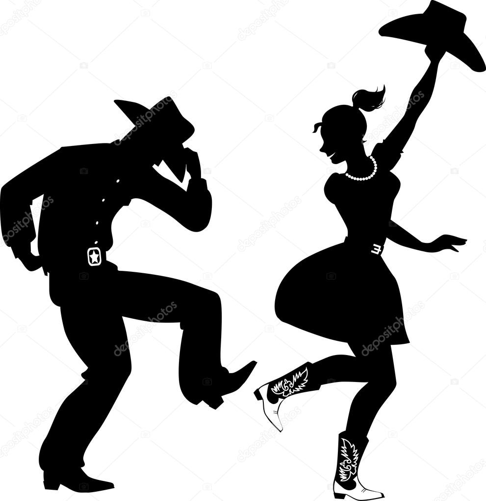Silhouette of Country-Western dancers
