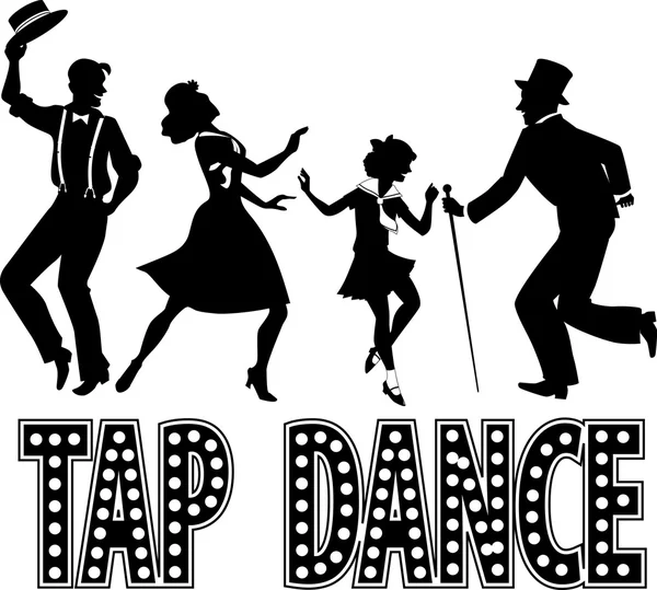 Step dansı siluet afiş — Stok Vektör