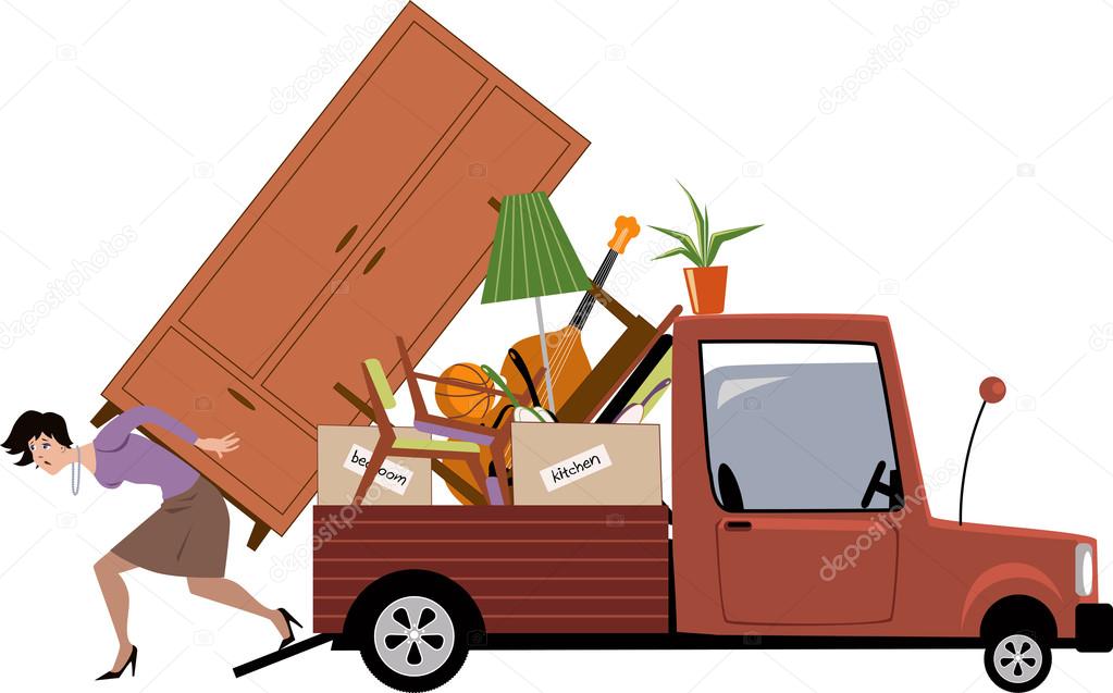 Cartoon moving truck Vector Art Stock Images | Depositphotos