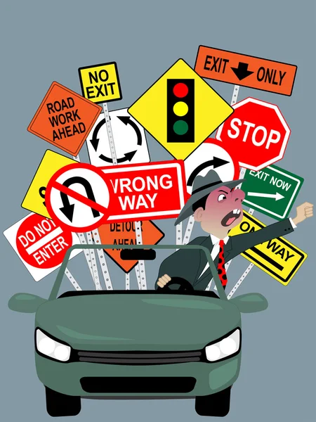 Condutor enfurecido na estrada — Vetor de Stock