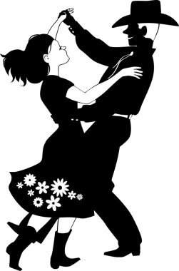 Polka dansçılar siluet
