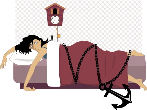 Chained to a bed — Stock Vector