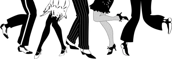 Silueta de las piernas de los bailarines de Charleston — Vector de stock