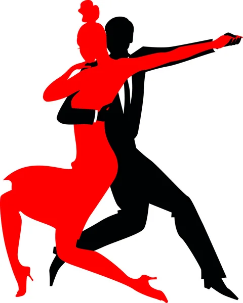 Silhouettes of a couple dancing Argentine tango — Stock Vector