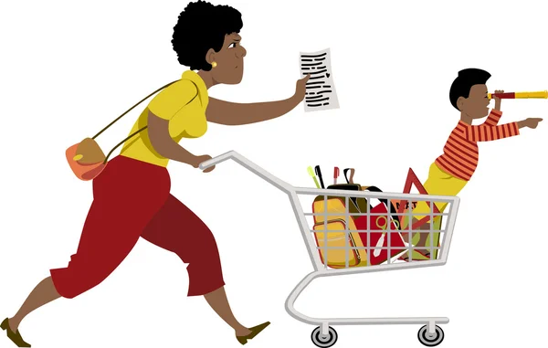 Volver a la escuela Compras — Archivo Imágenes Vectoriales