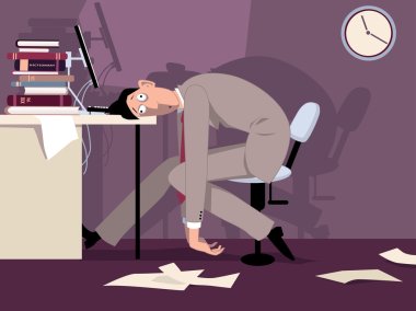 Tired man at work clipart