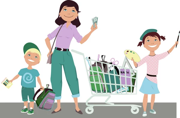 Ahorre en volver a la escuela de compras — Vector de stock