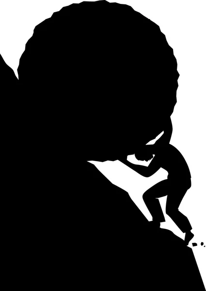 Sisyphus silhouette — Stok Vektör