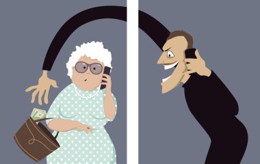 Phone scam targets seniors clipart
