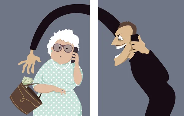 Telefon aldatmaca hedefleri yaşlılar — Stok Vektör