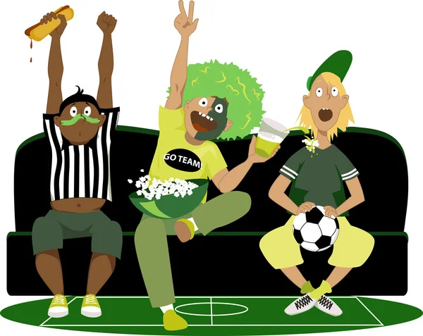 Oglądanie meczu piłki nożnej — Wektor stockowy