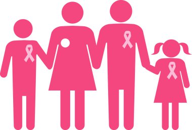 Family of a breast cancer survivor clipart