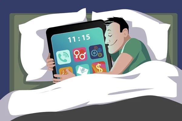 Smartphone en la cama — Archivo Imágenes Vectoriales