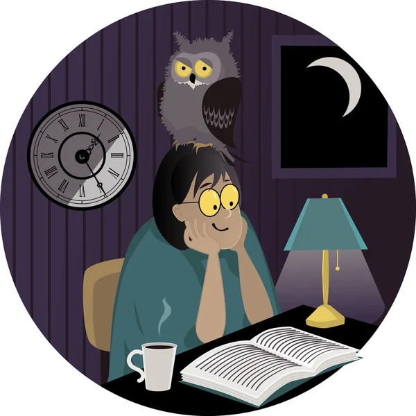 Femme hibou de nuit — Image vectorielle