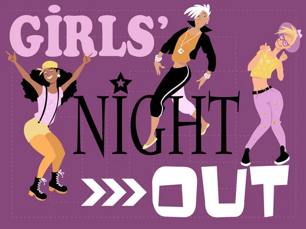 Kızlar gecesine kartı — Stok Vektör